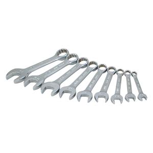 Stubby Wrench Set - 9, Imperial, Combination, 12 Point, 9-3/16" L x 5-11/16" W x 1-13/16" H, Limited Lifetime