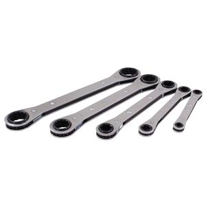 Wrench Set - 5, Imperial, Ratcheting Box, 9" L x 5-1/2" W x 2" H, Limited Lifetime