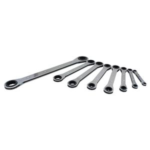 Wrench Set - 8, Imperial, Ratcheting Box, 1/4" x 5/16", 3/8" x 7/16", 1/2" x 9/16", 15-1/4" L x 3" W x 2-1/2" H, Limited Lifetime
