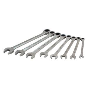 Wrench Set - 8, Imperial, Combination, 12 Point, 10" L x 6-1/2" W x 1-1/2" H, Stainless Steel