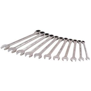 Wrench Set - 11, Metric, Combination, 12 Point, 10" L x 8-1/2" W x 1-1/2" H, Stainless Steel