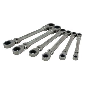 Wrench Set - 6, Metric, Flex Head, 12 Point, 9-3/4" L x 4-1/2" W x 1-1/2" H, Stainless Steel