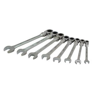 Wrench Set - 8, Imperial, Combination, 12 Point, 9-3/4" L x 8-3/4" W x 14-1/2" H, Stainless Steel