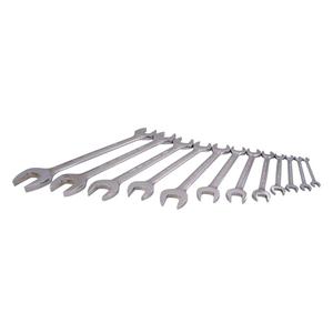 Wrench Set - 12, 8, Metric, Open-Ended, 12-3/32" L x 13-11/32" W x 2" H, Limited Lifetime