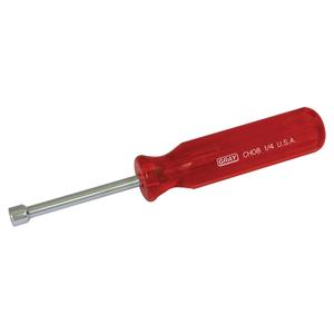 Nut Driver - 1/4", 6-3/4", Non Magnetic, Plastic, Red, 1", 1"