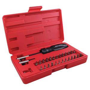 Gearless Screwdriver Set In Plastic Storage Case - 10", 10" L x 5-3/4" W x 1-3/4" H, Plastic case, 32