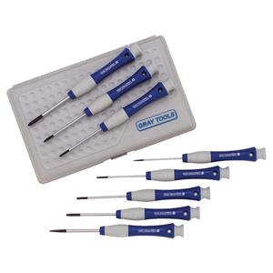 Precision Screwdriver Set - 8 Pcs., Non Magnetic, 8" L x 5" W x 1-1/4" H, Plastic case, Limited Lifetime