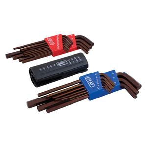 Long Arm Ball & Hex Key Set - 22, Metric & Imperial, 10-1/4" L x 7-1/2" W x 1-1/4" H