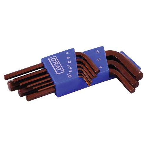Short Arm Hex Key Set - 9, Metric, 8-1/2" L x 3-3/4" W x 1-1/4" H