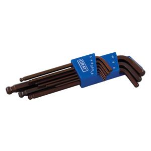 Long Arm Ball Hex Key Set - 9, Metric, 10-1/2" L x 3-3/4" W x 1-1/4" H