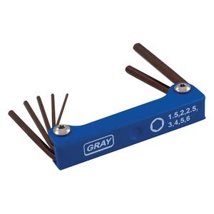Folding Hex Key Set - 7, Metric, 7-1/4" L x 3-1/4" W x 1" H