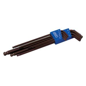 Extra Long Arm Ball Hex Key Set - 9, Metric, 13-1/4" L x 3-3/4" W x 1-1/4" H