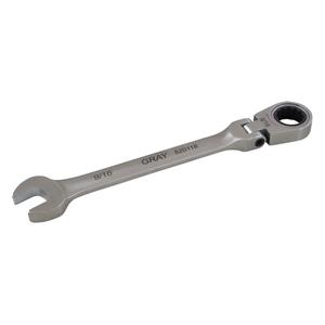 Combination Flex Head Ratcheting Wrench - 12, 5-4/5", 5/16", 3/8", 7/16", 1/2", 9/16", 5/8", 11/16", 3/4", Plain, Plain, Stainless Steel, 12 Point, 5-13/16" L x 13/16" W x 13/32" H