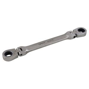 Double Box End Flex Head Ratcheting Wrench - 12, 6-3/10", 8 mm x 9 mm, 10 mm x 11 mm, 12 mm x 13 mm, 14 mm x 15 mm, 16 mm x 18 mm, 17 mm x 19 mm, Plain, Plain, Stainless Steel, 12 Point