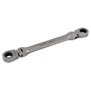 Double Box End Flex Head Ratcheting Wrench - 12, 6-3/10", 5/16" x 3/8", 7/16" x 1/2", 9/16" x 5/8", 11/16" x 3/4", Plain, Plain, Stainless Steel, 12 Point, 6-5/16" L x 13/16" W x 1/2" H