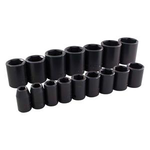 Socket Set - Impact, Standard, 16, 1/2", 15-1/4" L x 3" W x 2-1/4" H, 6 Point