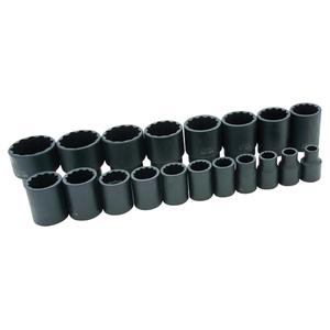 Socket Set - Impact, Standard, 19, 1/2", 12 Point, 15-1/4" L x 3" W x 2-1/4" H