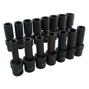 Universal Joint Socket Set - Impact, Deep, 15, 1/2", 3-13/16" L x 19" W x 1-5/16" H, 6 Point