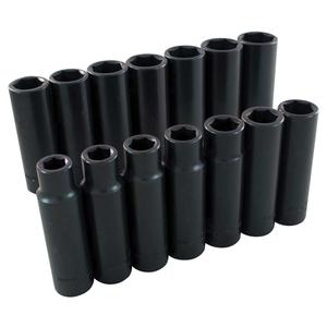 Socket Set - Impact, Deep, 14, 1/2", 19" L x 3-1/2" W x 1-1/4" H, 6 Point