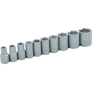 Socket Set - 1/4", Hand/Standard, Standard, 10, 6 Point, 6" L x 1-1/4" W x 1" H, Limited Lifetime