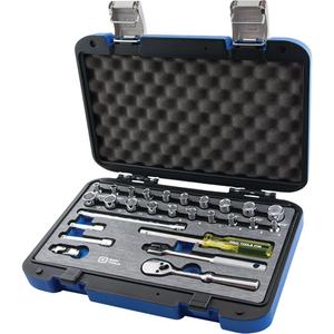 Socket Set - 1/4", Hand/Standard, Standard, 27, 6 Point, Plastic case, 11" L x 7-1/2" W x 2" H