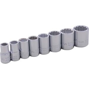 Socket Set - 1/4", Hand/Standard, Standard, 8, 12 Point, 6" L x 1-1/4" W x 1" H, Limited Lifetime