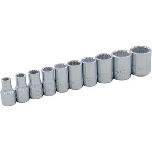 Socket Set - 1/4", Hand/Standard, Standard, 10, 12 Point, 6" L x 1-1/4" W x 1" H, Limited Lifetime