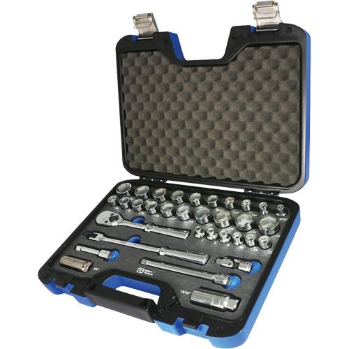 Socket & Attachment Set - 3/8", Hand/Standard, Standard, 33, 6 Point, 13-1/2" L x 10-3/4" W x 3" H, Limited Lifetime