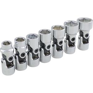 Universal Joint Socket Set - 3/8", Hand/Standard, Standard, 7, 6 Point, 6" L x 2-1/4" W x 1-1/4" H, Limited Lifetime