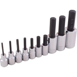 Hex Head Socket Set - Hex, 3/8"/1/2", 10, 4-1/4" L x 11-1/2" W x 1-1/2" H