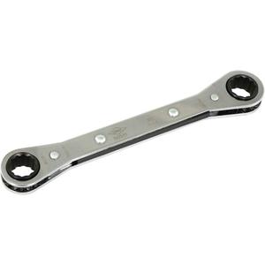 Flat Ratcheting Box Wrench - 6-9/10", 1/2", Plain, 1/2" x 9/16", 12 Point, 1-3/16"