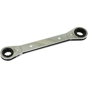 Flat Ratcheting Box Wrench - 12, 8-1/5", 15 mm x 17 mm, Plain, Plain, 12 Point, 1-13/32", 19/32"