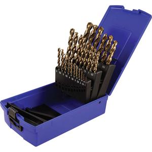 Drill Bit Set - 25, High Speed Cobalt, M35 Steel, Plastic case, 7-3/4" L x 4-1/2" W x 2-1/4" H