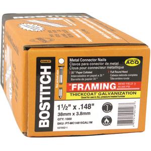 35° Angled Strapshot™ Metal Connector Nails - 1-1/2", Smooth, 0.148", Galvanized, Diamond, Steel, Paper, Thickcoat™