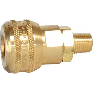Quick Couplers - 3/8" Industrial, One Way Shut-Off - Automatic Couplers - Brass, 1/2" (M) NPT