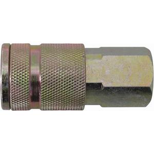 Quick Couplers - 3/8" Industrial, One Way Shut-Off - Manual Couplers - Zinc Plated Steel, 1/2" (F) NPT