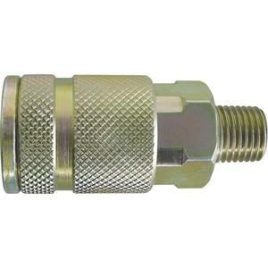 Quick Couplers - 3/8" Industrial, One Way Shut-Off - Manual Couplers - Zinc Plated Steel, 1/2" (M) NPT