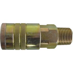 Quick Couplers - 1/2" Industrial, One Way Shut-Off - Manual Couplers - Zinc Plated Steel, 3/4" (M) NPT