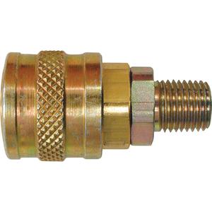 Quick Couplers - 1/4" Industrial, One Way Shut-Off - Automatic Couplers - Brass, 1/4" (M) NPT