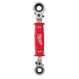 Lineman's 4-in-1 Insulated Ratcheting Box Wrench - 12, 9-5/8", 1/2"/9/16"/5/8"/3/4", Plain, Ergonomic