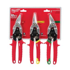Aviation Snip Set - 3, 22 gauge stainless steel, 18 gauge cold-rolled steel, Chrome