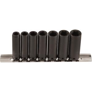 Long Socket Set - 1/4" Square, Impact, Deep, 7, 6