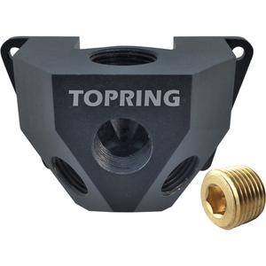 Compressed Air Line Manifold - 2, 1, 3/4" Female BSPP, 1/2" Female NPT, Anodized Aluminum, 262 PSI