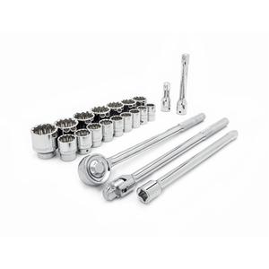 12 Point SAE Sockets Mechanics Tool Set - 3/4", Hand/Standard, Standard, 21, Chrome, Full Lifetime, 3/4" Drive 45-Tooth Quick Release Round Head Ratchet 20", 3/4" Drive 12 Point Standard SAE Sockets (1-7/16"