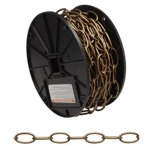 Decorator Chain - 35 lbs. (0.0175 tons), 60' (18.3 m), Not Graded, #10, Carbon Steel, Brass Plated, Reel