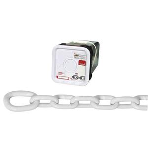 System 3 Anchor Lead Proof Coil Chain - 1900 lbs. (0.95 tons), 75' (22.9 m), Grade 30, 5/16", Low Carbon Steel, Galvanized/Poly Coated, 9.4, Pail, White