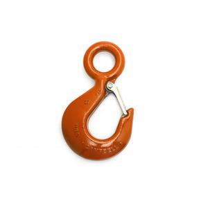 Hoist Hook - Eye Sling Hook w/Latch, 10000 lbs. (5 tons), Forged Carbon Steel, Grade 100, #27, Orange, 5:1
