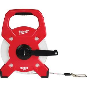 Open Reel Long Tape Measure - 300', 1/2", Imperial, Fibreglass, 10.63" x 2.05" x 14.17", Limited Lifetime