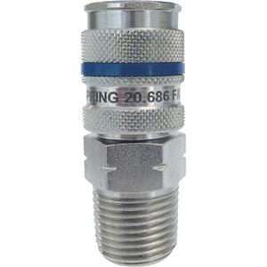 Quicksilver Coupler - 1/2", 362 PSI, '-20 - 60 °C, 44 SCFM at 100 PSI inlet with 10 PSI pressure drop