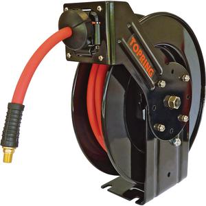 Topreel/Airflex Hose Reel - Air/Water, Single Hose, 3/8", 65', 1/4" NPTM, 250 PSI, 1/4" NPTM, 1/2" NPTF